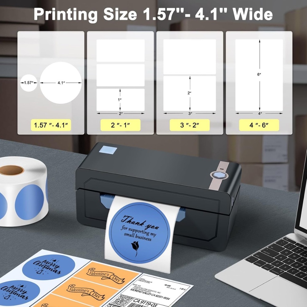 Black Office Label Maker with Thermal Printing - Picture 2 of 6